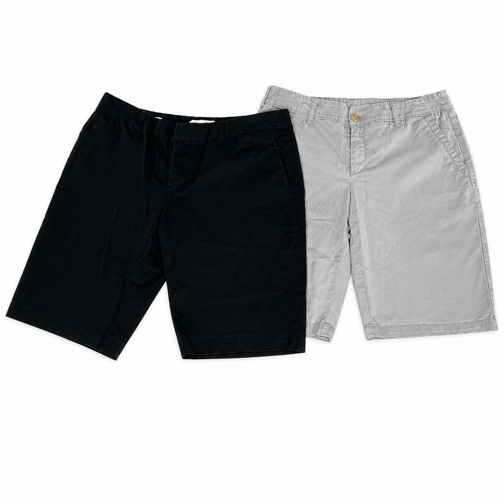 Liz Claiborne Shorts Bundle Women Size 6 Black Grey Emma‎ Cotton Stretch Chino